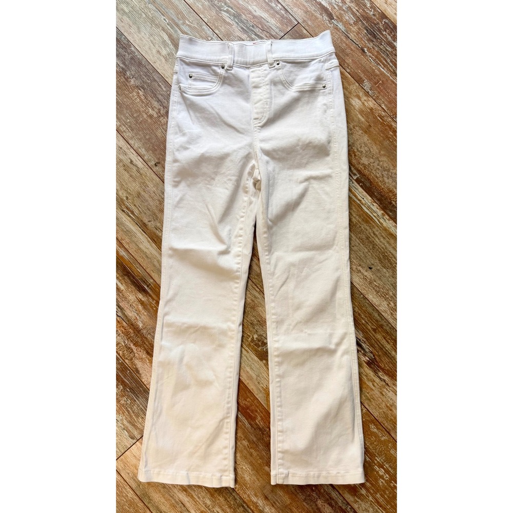 Spanx Womens S White Pull On Flare Jeans High Rise Stretch Shaping 20854R